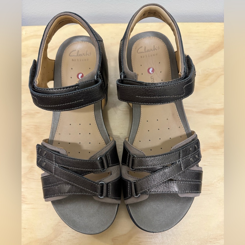 Women’s Clarks Artisan Unstructured Sandal Un Vasha Bronze Leather Size 7 1/2 W